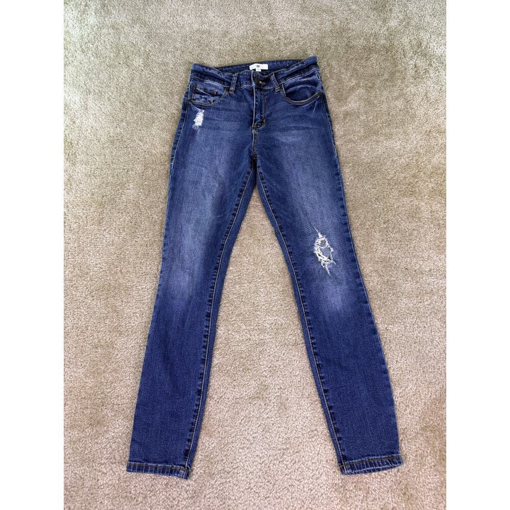 BP Ankle Denim Skinny Jeans Womens Size 25 Dark Blue Stretch Whiskered E290